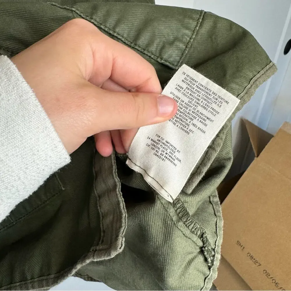 Anthropologie Hei Hei Army Green Button Down Lightweight Crop Jacket Size Small